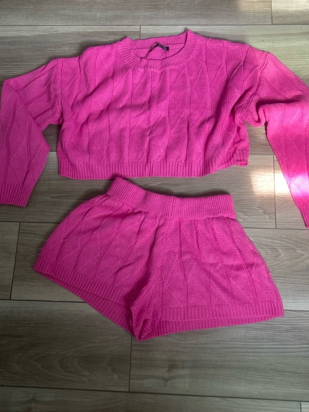SHEIN Bright Hot Pink Knit Short set